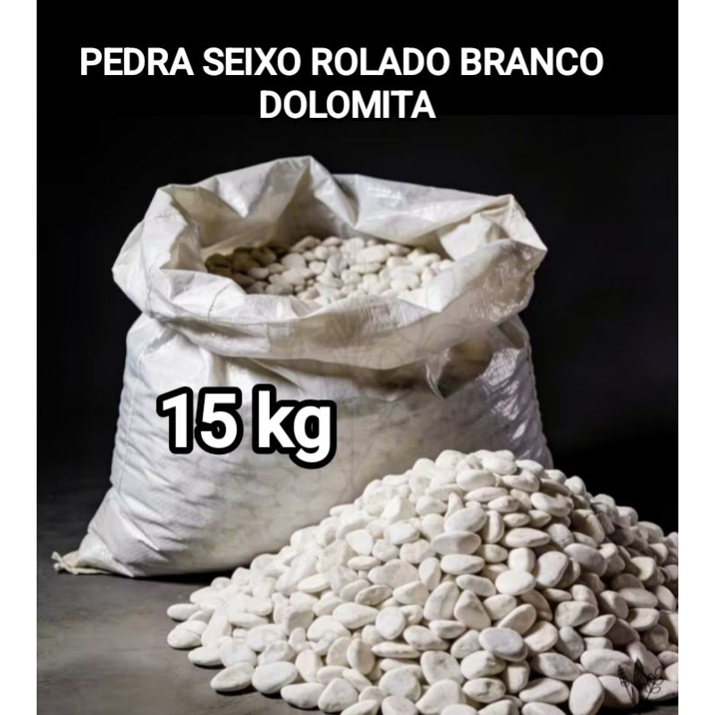 Seixo Branco Dolomita Pedra Branca Para Jardim Vaso 15kg Natural Jardinagem Canteiro Caminho
