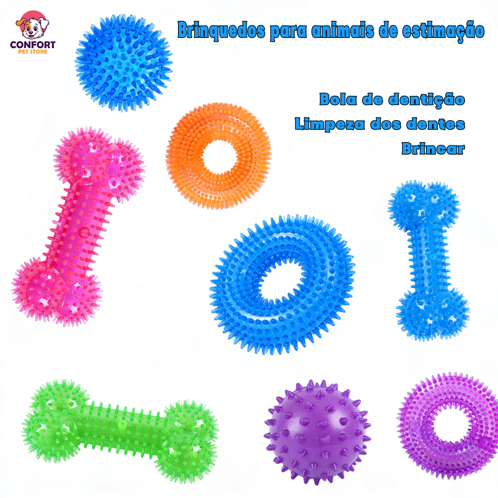 Brinquedo para Cachorro Mordedor Argola Espinho Mordedor Pet Argola Espinho PVC Para Cachorro Reforçado Com Apito