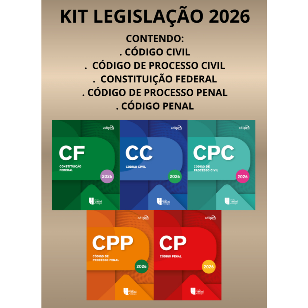 Livro Código Civil + Processo Civil + Constituição + Processo Penal + Penal - Livros de direito - Minicódigos 2026