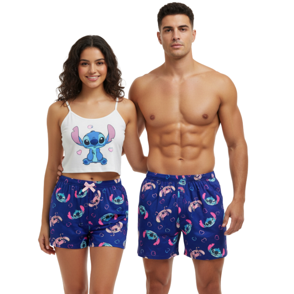 Kit Pijama Casal Feminino Samba Canção Namorados Estampa Kit Mozão Kit Namorados Combinando