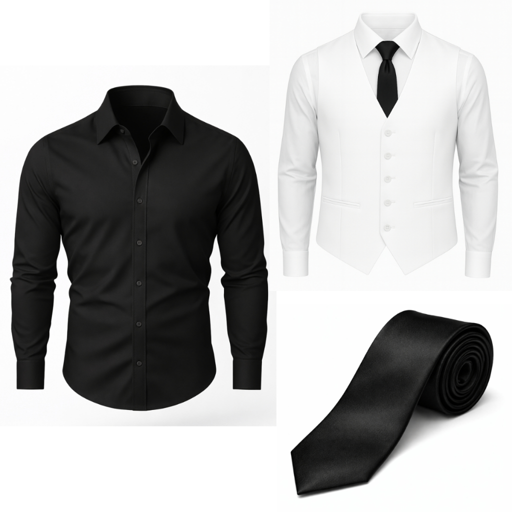 Kit Colete Social LA CLASSY + Camisa Social Manga Longa + Gravata Luxo - Oferta