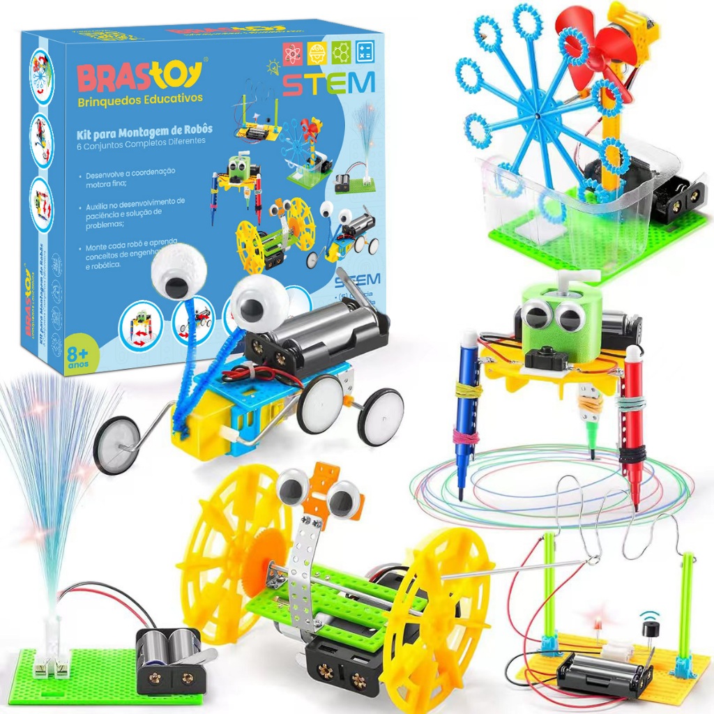 Kit de brinquedos robóticos científicos STEM 6 em 1 e 5 em 1