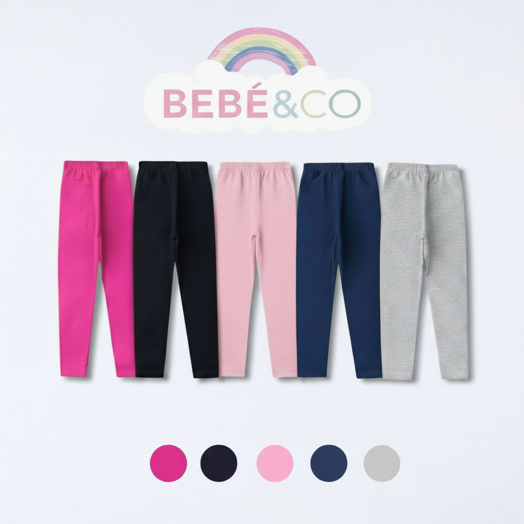 Kit Calça Legging Lisa Algodão Escolar Infantil E Juvenil Feminina Menina