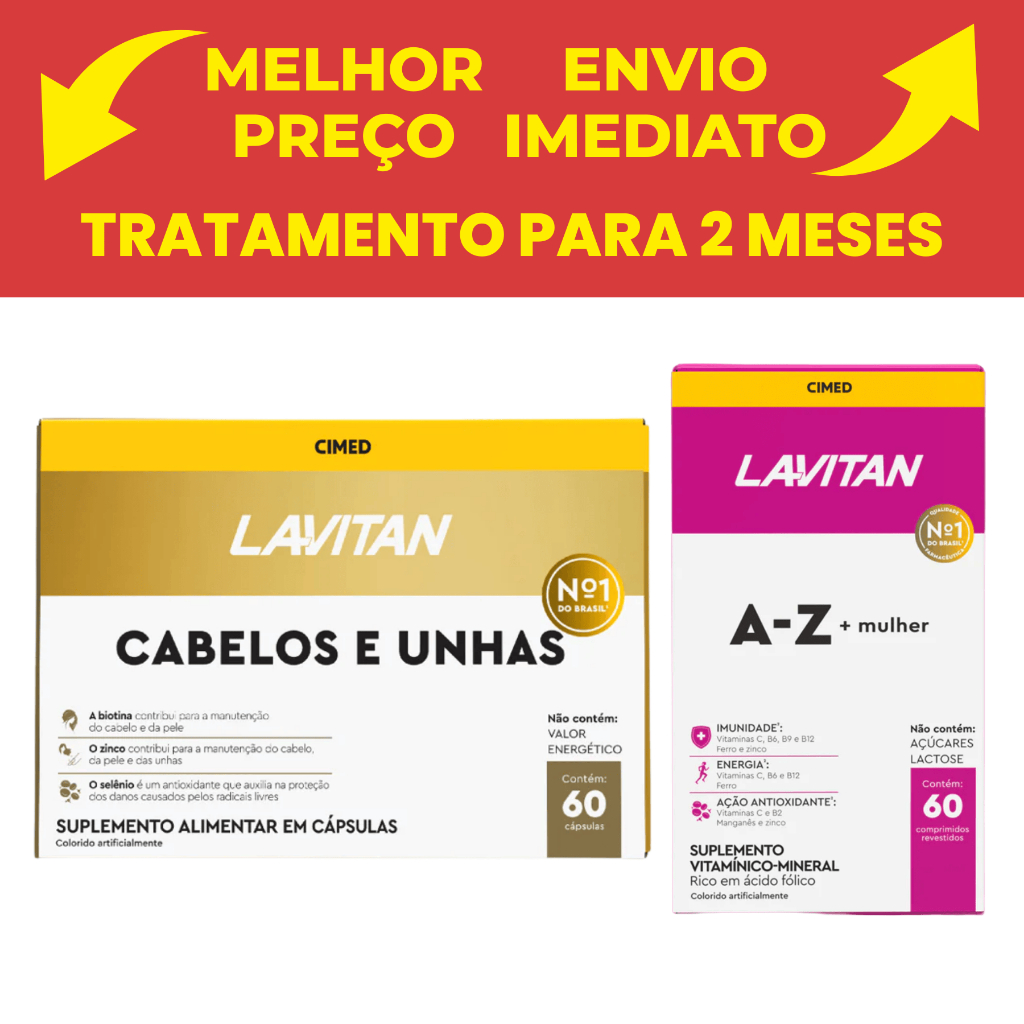 Kit Lavitan Hair Cabelos E Unha Cimed 60 Cápsulas + 1 Lavitan Mulher c/60