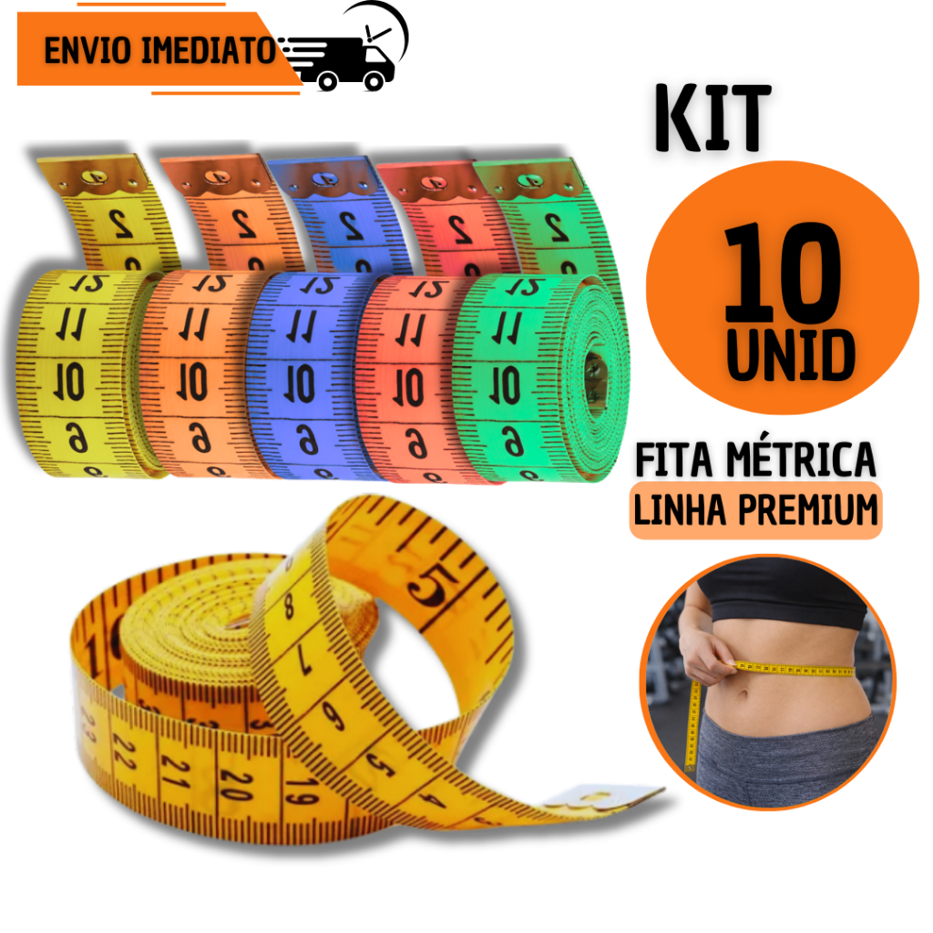 Kit 10 Fitas Métricas Premium Costura Trena Flexível Corporal Medidor de Medidas Profissional