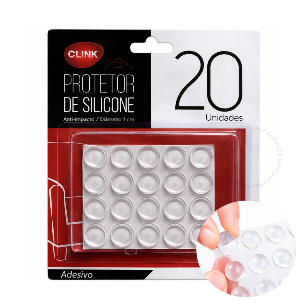 Protetor Silicone Adesivo 1 ou 3 Cartelas Anti-Impacto Redondo Clink Multiuso