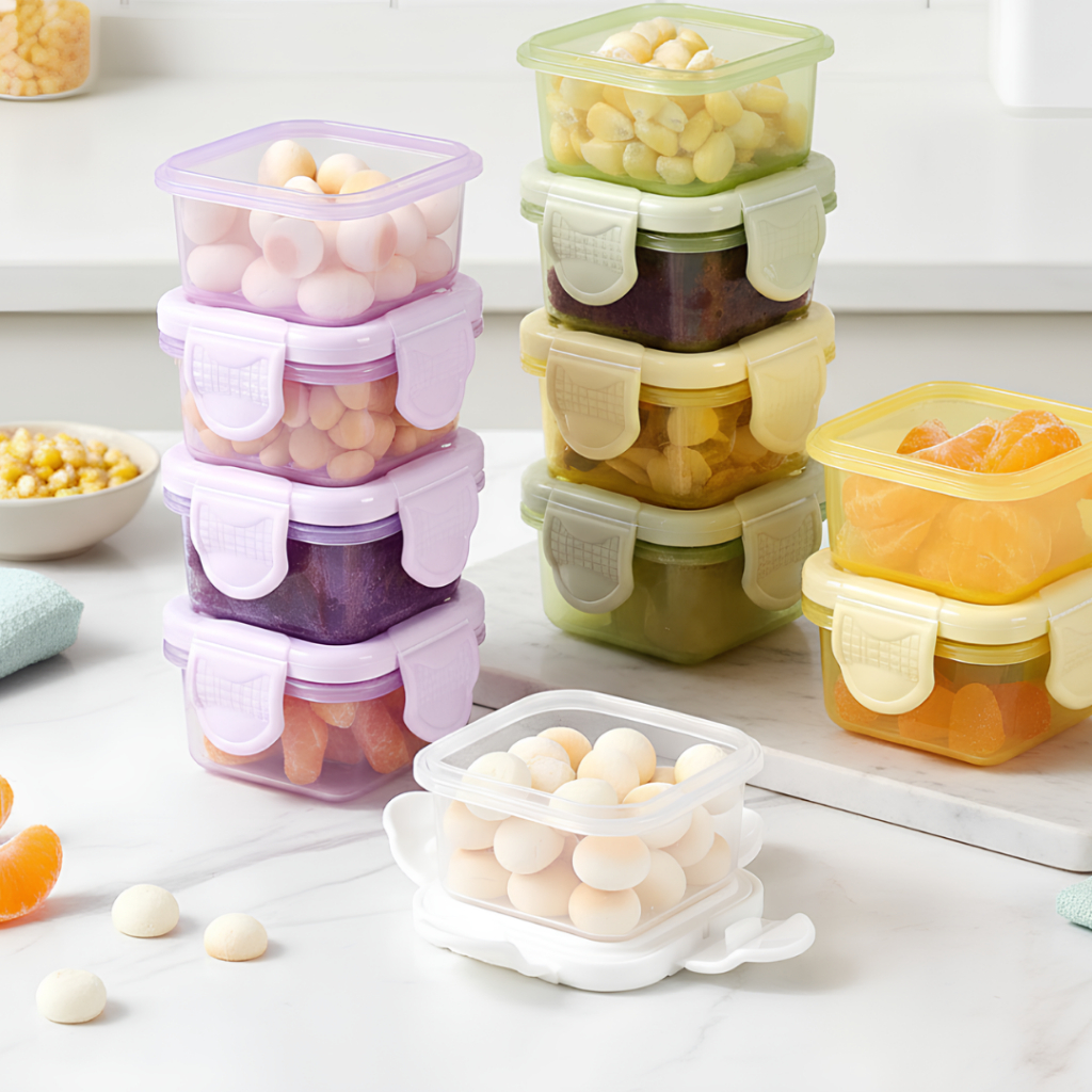 Kit Potes Mini Congelar Papinha Tampa Hermética Bebê Freezer Microondas Potinho Ventosa Silicone