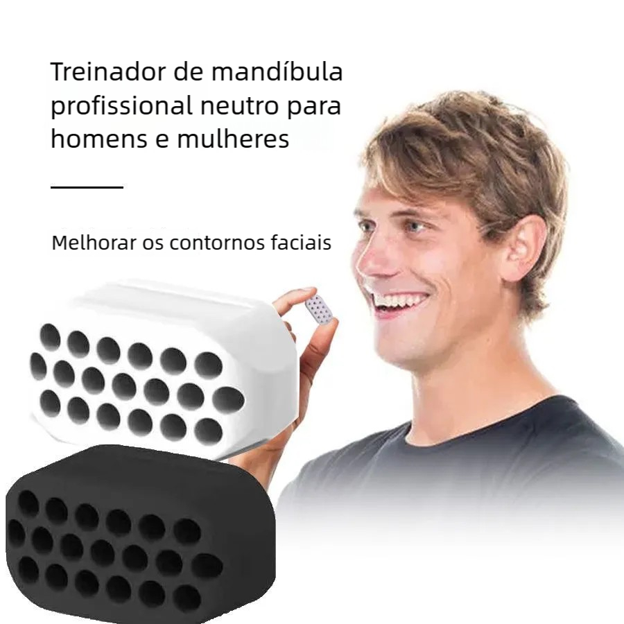【Resultados Rápidos】Aparelho Exercício Mandíbula – Define Jawline, Maxilar e Pescoço, Treino Eficiente!
