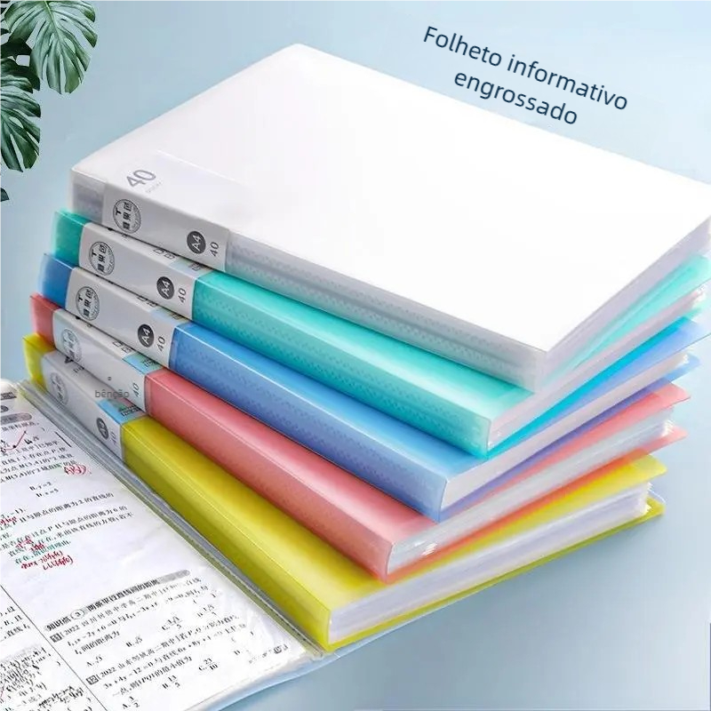 【Frete Grátis】Pasta Catálogo A4 + 60 Envelopes de Plástico - Kit de Organização de Documentos para Escritório, Durável e