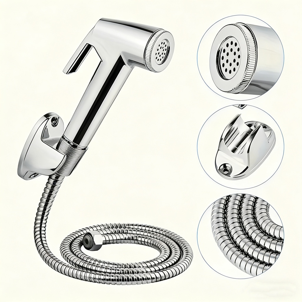 Ducha Higiênica Para Banheiro Completa Luxo Inox Núcleo Da Válvula De Cobre 1,2m Chuveirinho