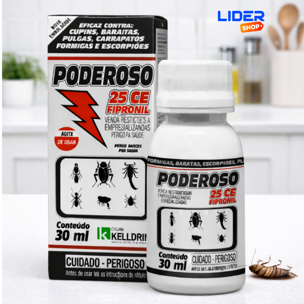 Poderoso 25 Fipronil 30ml Kelldrin – Cupins,  Pulgas, Carrapatos