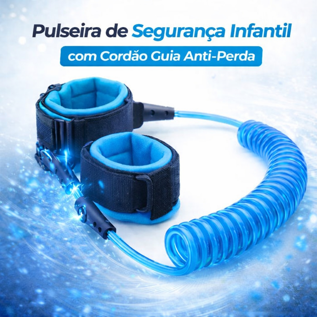Pulseira de Segurança Infantil com Cordão Guia Anti-Perda para Criança e Bebê até 10 Anos