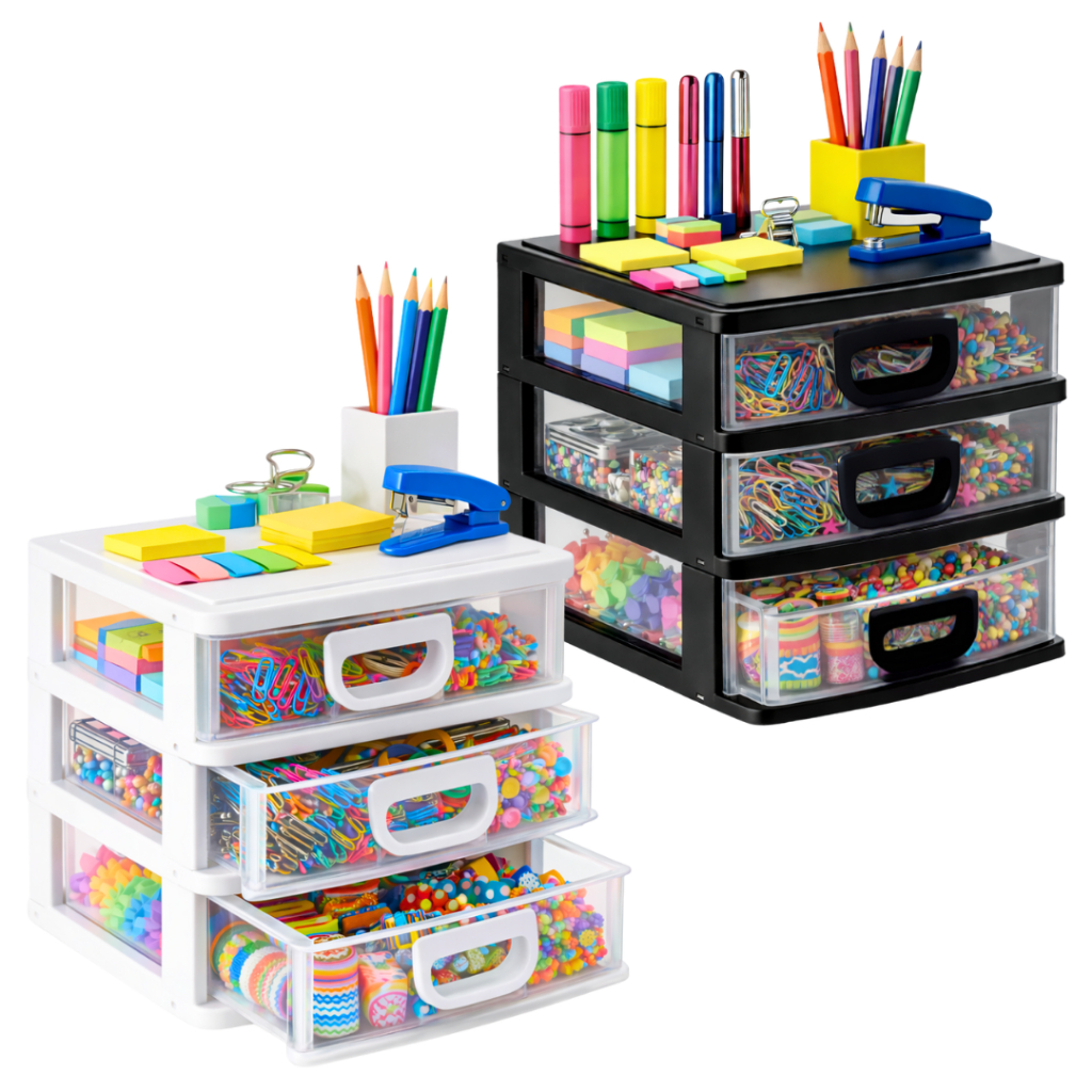 Super Porta Tudo c/3 Gaveta Organizador para Escritório, Joias e Material de Costura