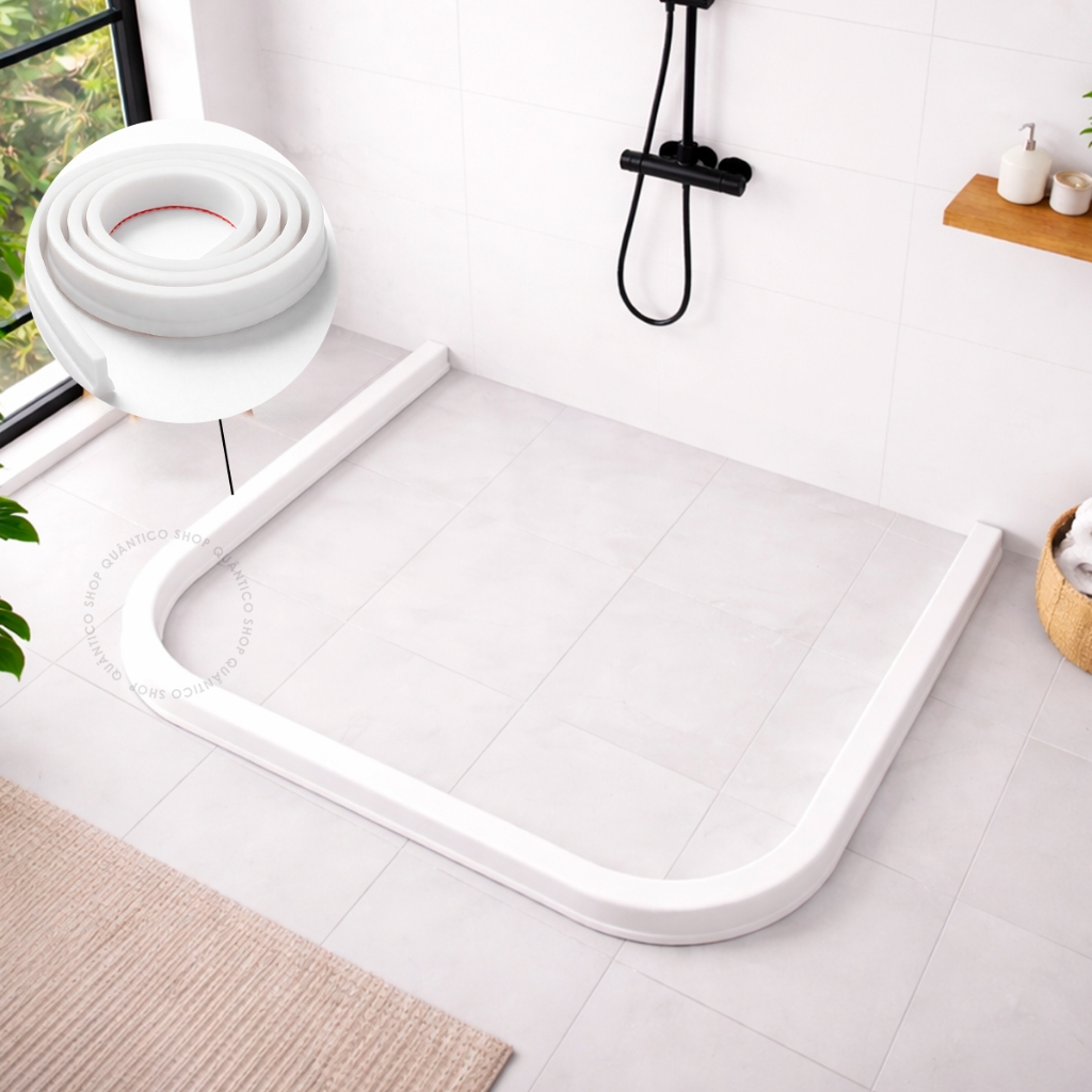 Fita Barreira de Água 1 ou 2 TPE Flexível Autoadesiva 150cm Vedação Box Cozinha Banheiro