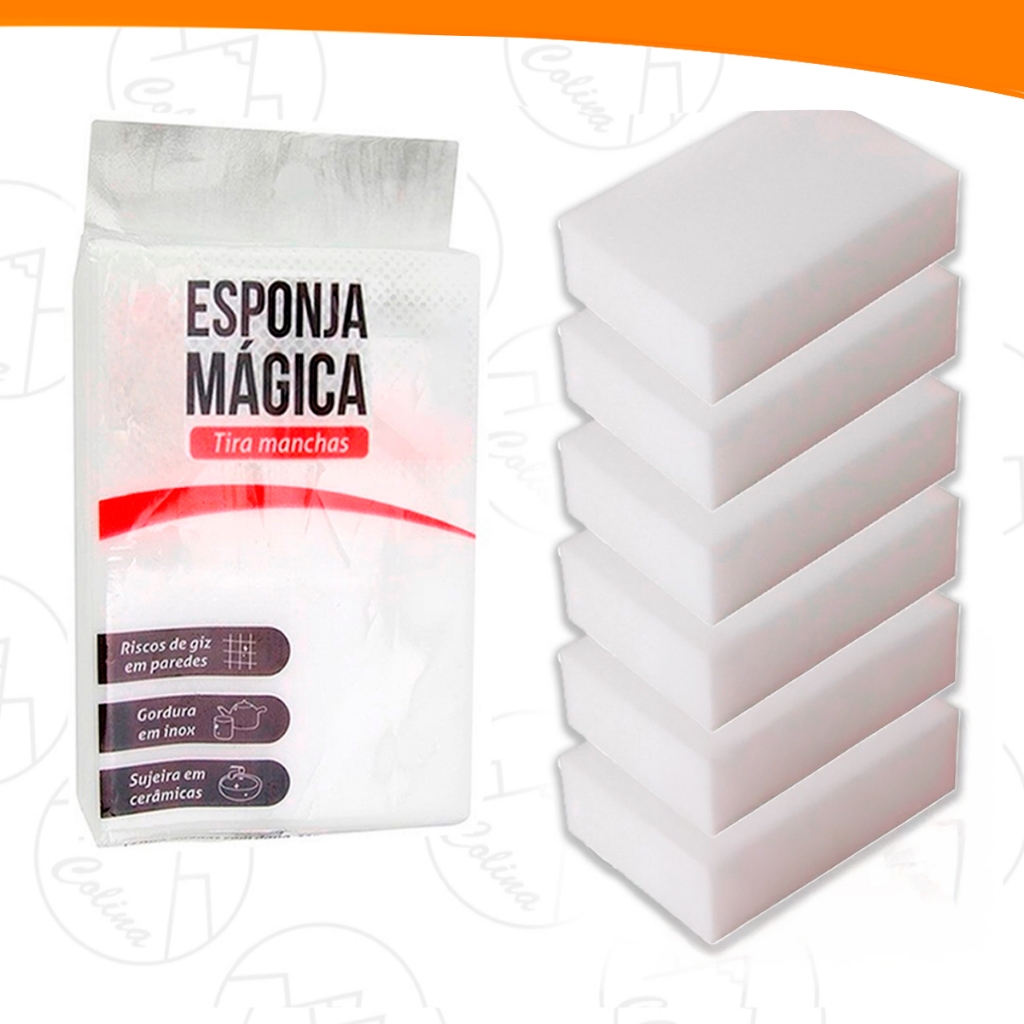 Kits até 20 Esponja Mágica de Melamina Tira Manchas Riscos Mágica Branca Multiuso