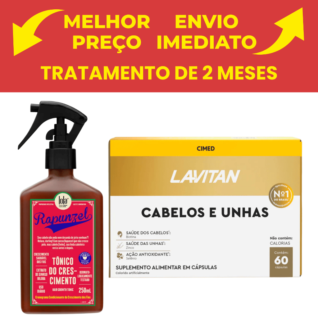 Kit Tônico Rapunzel Lola 250ml e Lavitan Cabelos e Unhas 60 caps