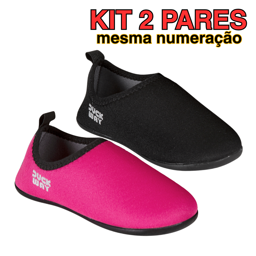 2 Pares Sapatilha Aquática Infantil 17-32 Antiderrapante Neoprene Calce Fácil Natação Praia Piscina