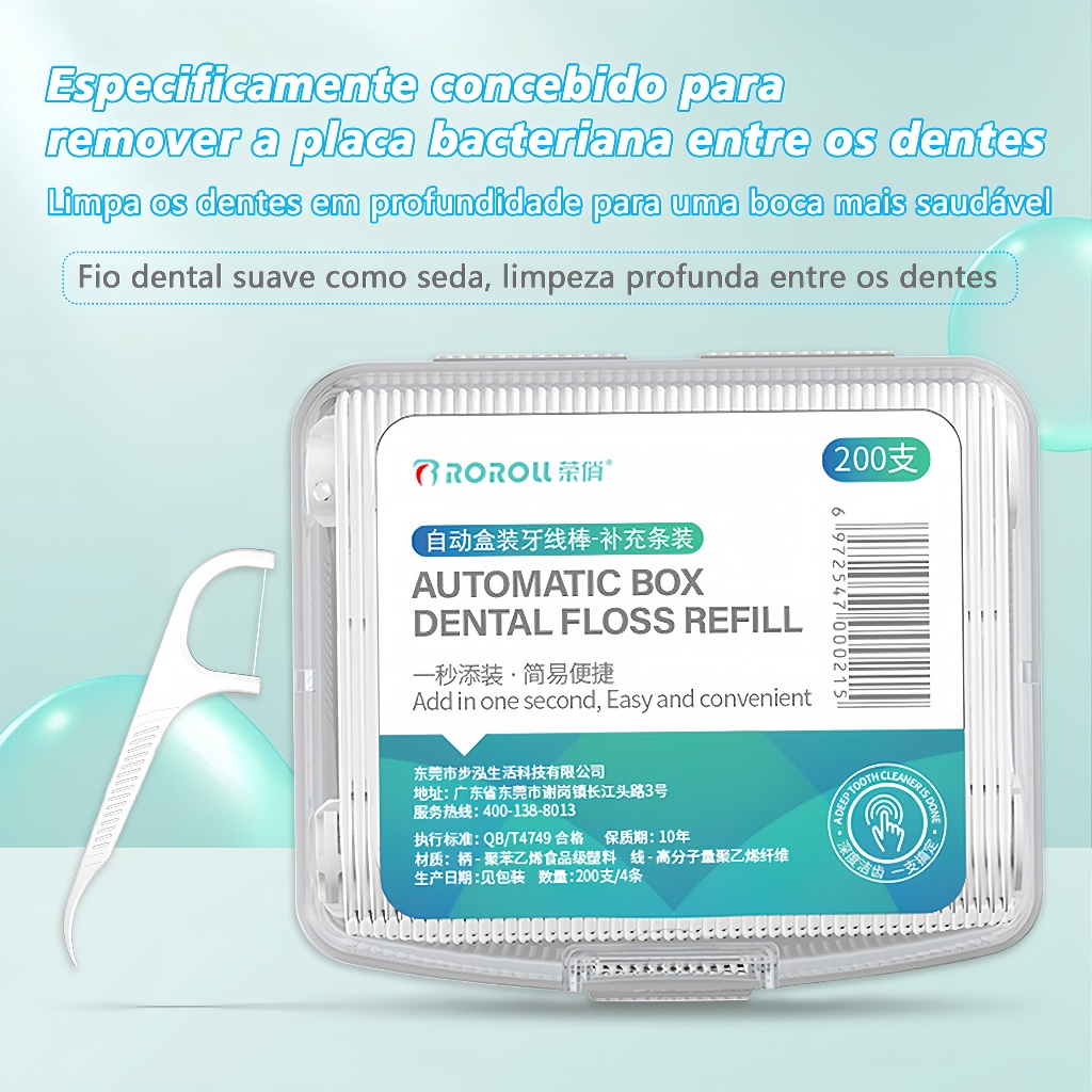 200 pçs de fio dental arqueado ultrafino,adequado para crianças limparem, vem com uma caixa portátil
