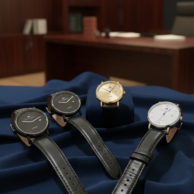 Relógio TM Uniseex Premium Pulseira de Couro Social Luxo Casual Quartz Analógico Com Calendário