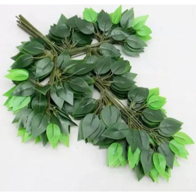 14 Folhas De Fícus GRANDES Artificial Galho Verde Enfeite Decoração Ramo PREMIUM