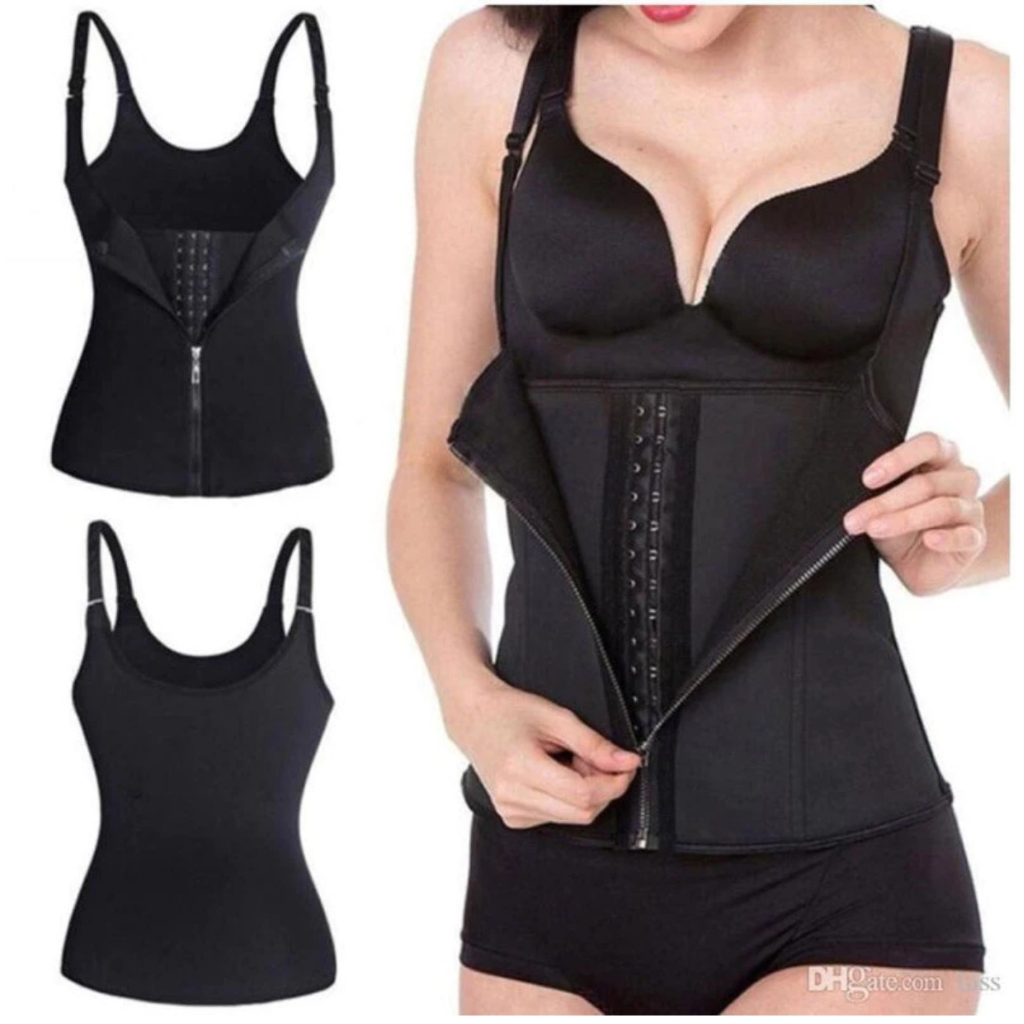 Cinta Modeladora Feminina com Zíper - Cintura Dupla de Compressão Ajustável para Redução Abdominal e Suporte com Alça