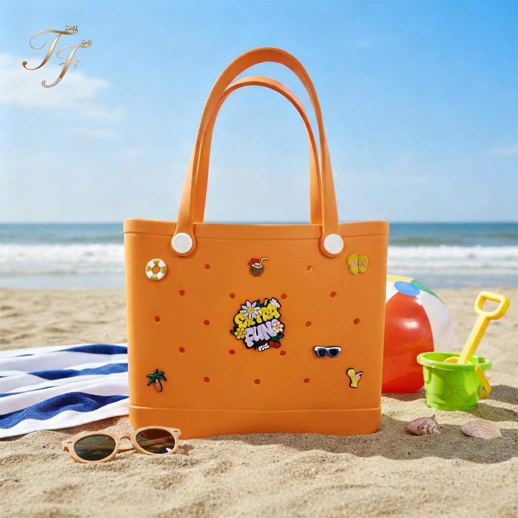Bolsa EVA Vazada Tipo Crocs Praia Piscina Jelly Impermeável Leve Sacola Compras Camping DIY