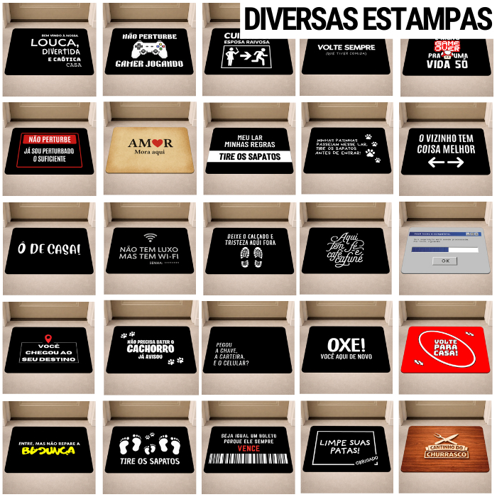 Tapete de porta - Frases - Entrada - Divertido - Antiderrapante - 40x60 - Decoração - Casa