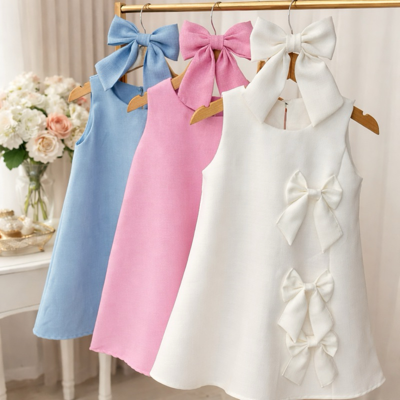 Vestido Infantil Menina Rodado Laço Luxo Festa Casamento Igreja Aniversário Presente Laço Estiloso premium