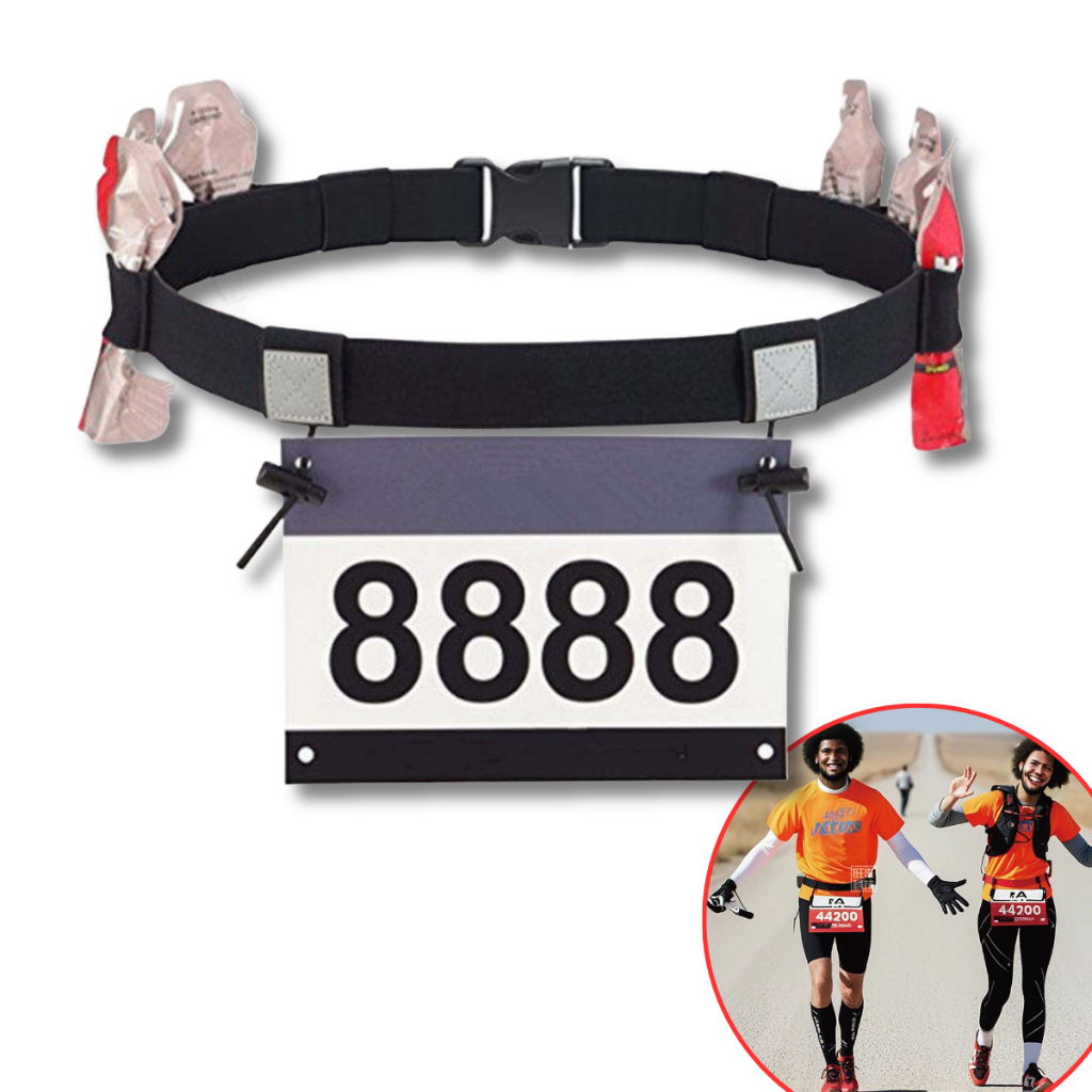 Cinto Porta Número Para Corrida Triathlon Ciclismo Gel Carb Up Elástico Refletivo