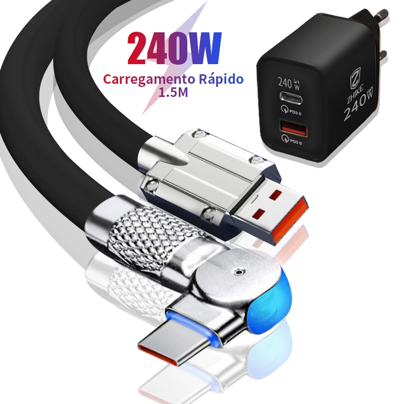 Carregador Celular Cabo Carregamento Rápido Tipo C Micro USB V8 1,5 Metro Silicone Charger Cable