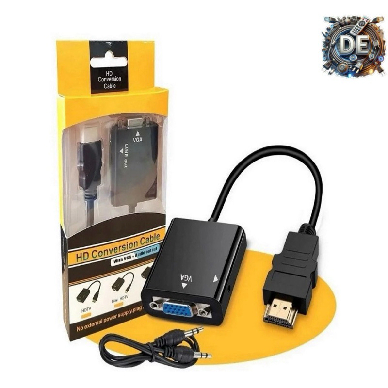 Cabo Adaptador Conversor Compatível com HDMI Para Vga Com Saida P2 De Audio