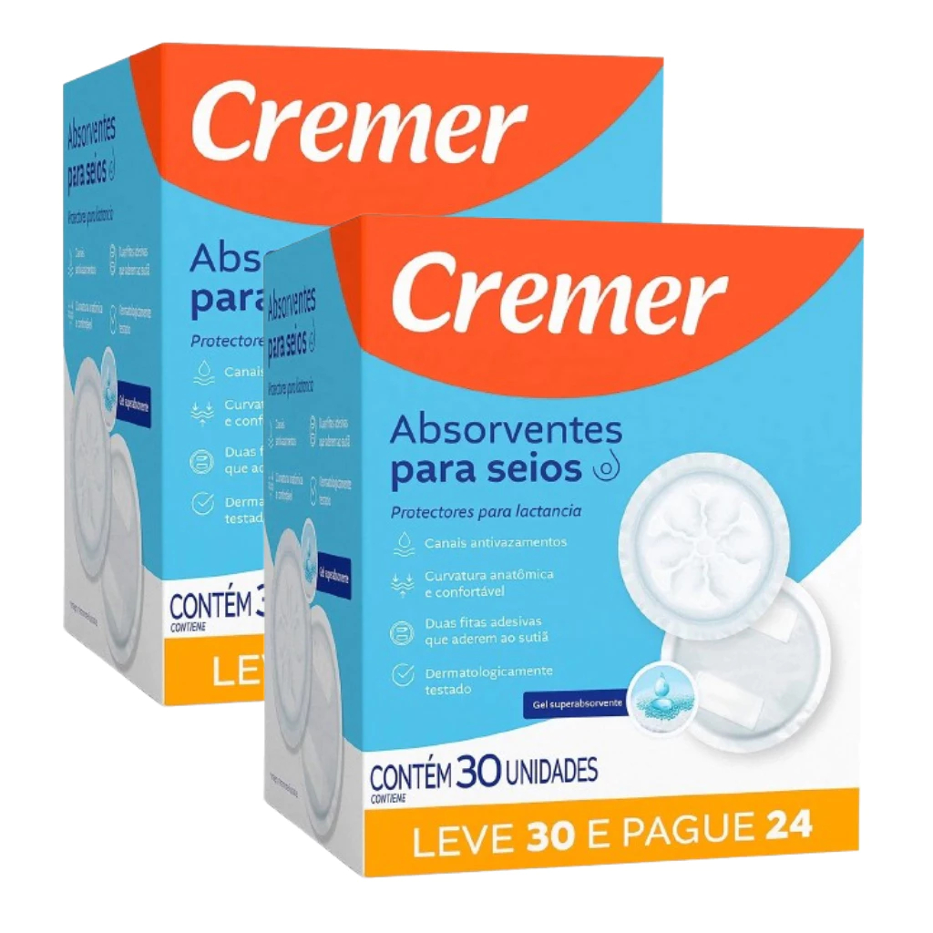 Kit Com 2 Absorvente Para Seios Cremer 60 unidades