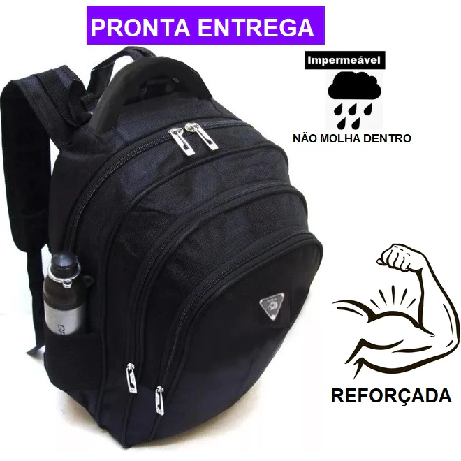 Mochila Bolsa Esportiva Reforçada Notebook Escolar Faculdade Ótima Cor Preta