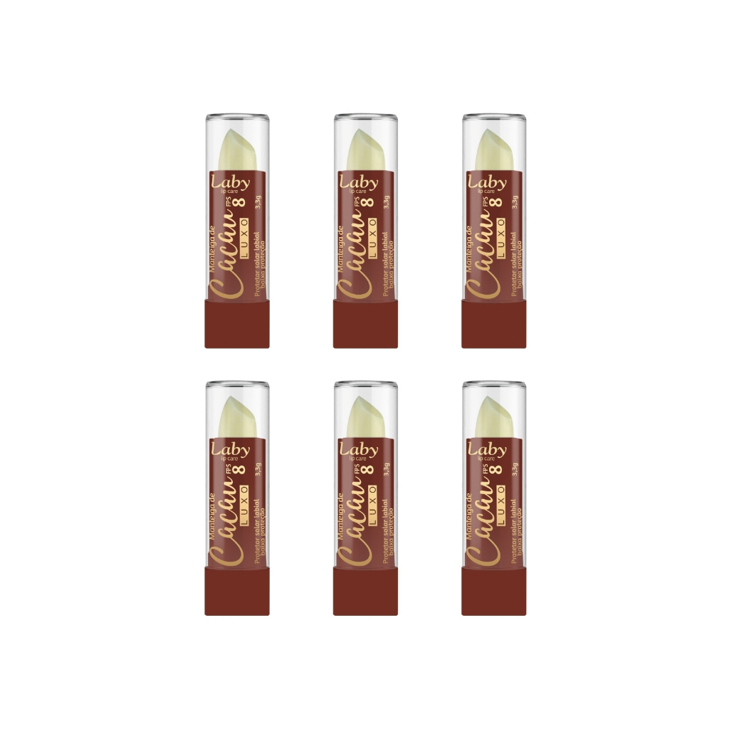 KIT com 6/12 LABY Mant Cacau FPS8 Luxo 3,3g