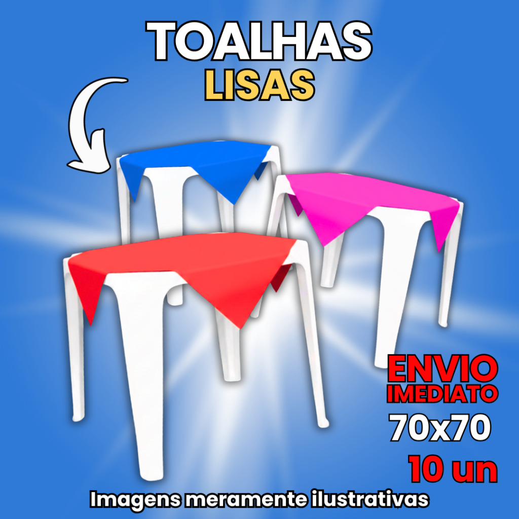 10 Toalhas PP Leitosa 70x70 Para Mesa Festa Lisa Varias Cores e Modelos Coloridas