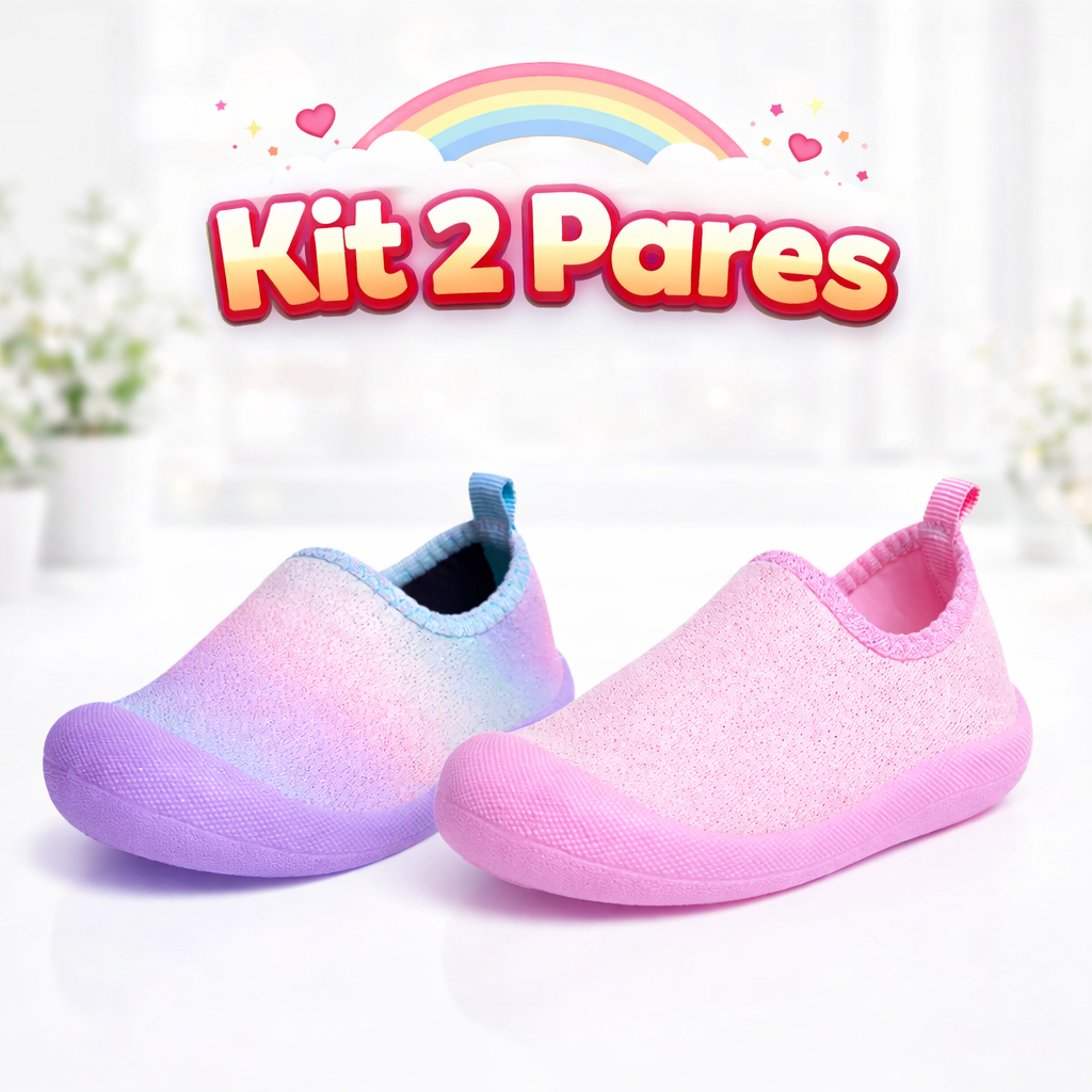 Kit 2 Pares Tênis Infantil Menina Escolar Calce Fácil Confortável Com Sola Antiderrapante