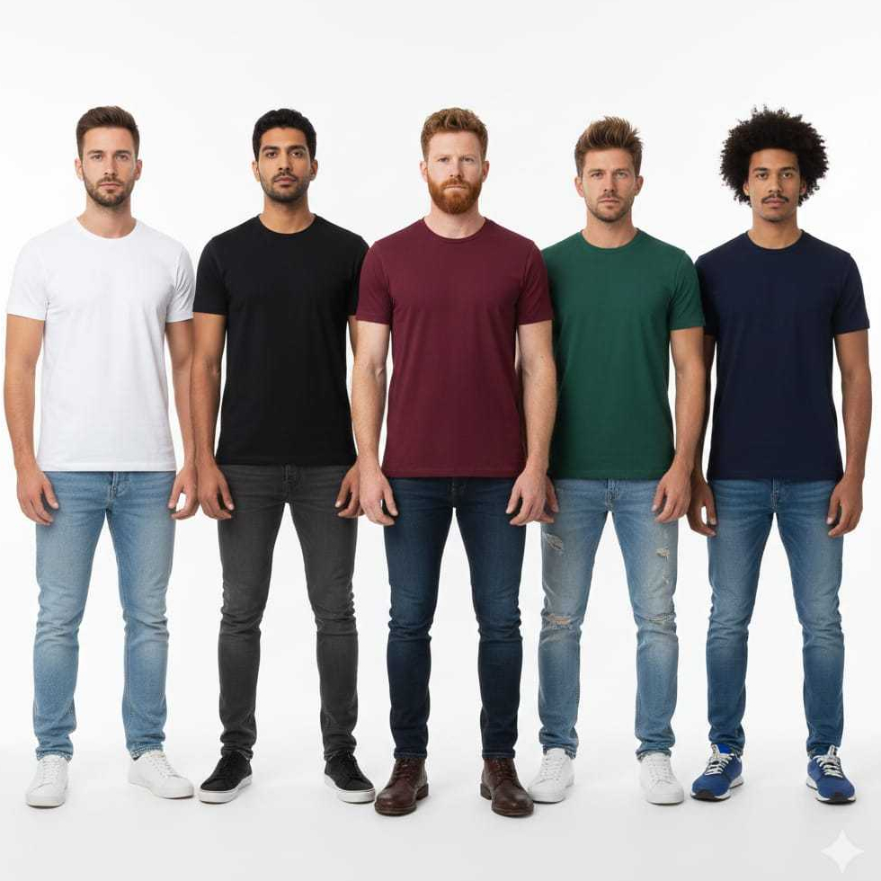 Kit 5 Camiseta Masculina Manga Curta Silk Sublimação Preto Branco Bordo Verde Marinho