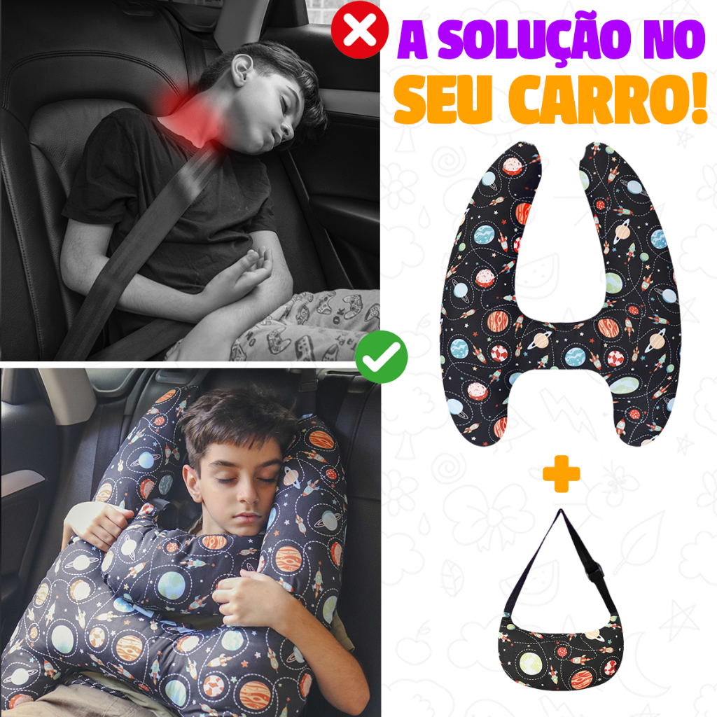 Almofada de Viagem H Para Carro Com Travesseiro Cinto De Segurança para Criança