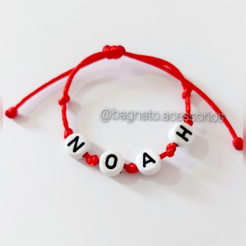 Pulseira 7 nós para bebê com nome