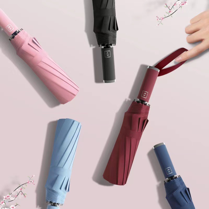 12 Hastes Guarda Chuva Automático Sombrinha Grande Proteção Solar UV Reforçado Dobrável Envio Imediato colorido
