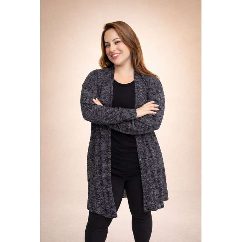 Kimono Plus size Mescla Cardigan Casaco Aberto Inverno Frio Tricot