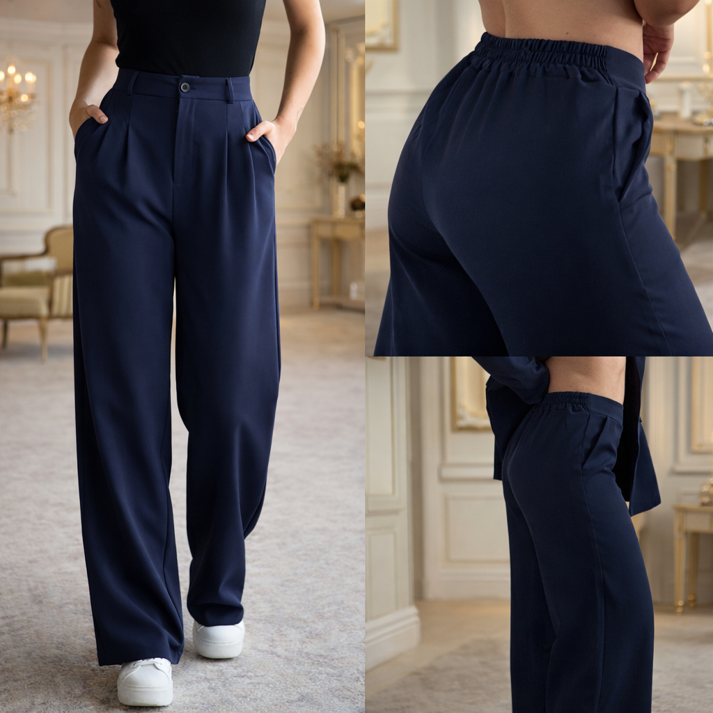 Calça Pantalona Alfaiataria Feminina COM ELÁSTICO NA CINTURA TECIDO DE QUALIDADE MELHOR QUE A DUNA