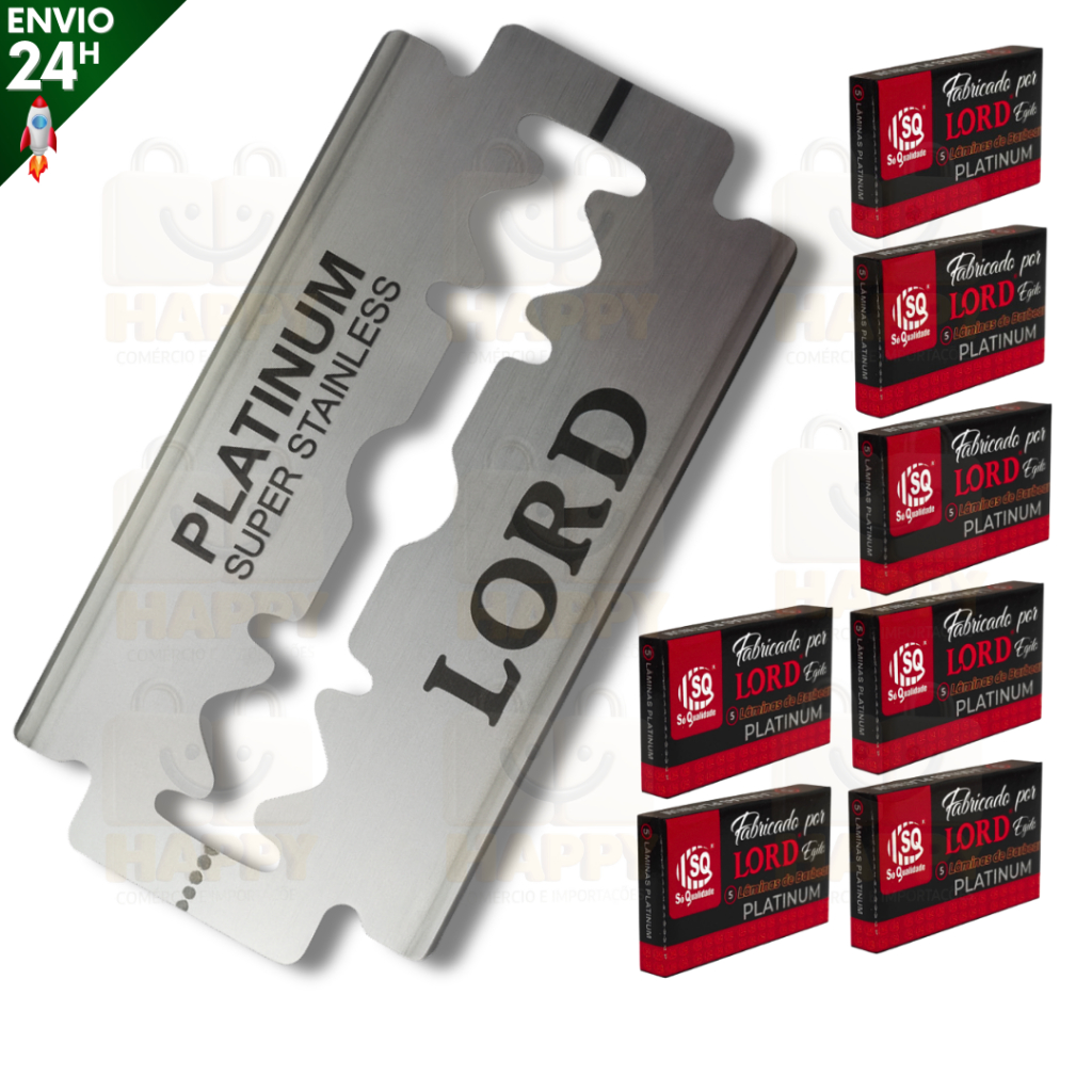 Lâmina de Barbear Lord Platinum Profissional Aço Inox Corte Preciso Para Barbearias
