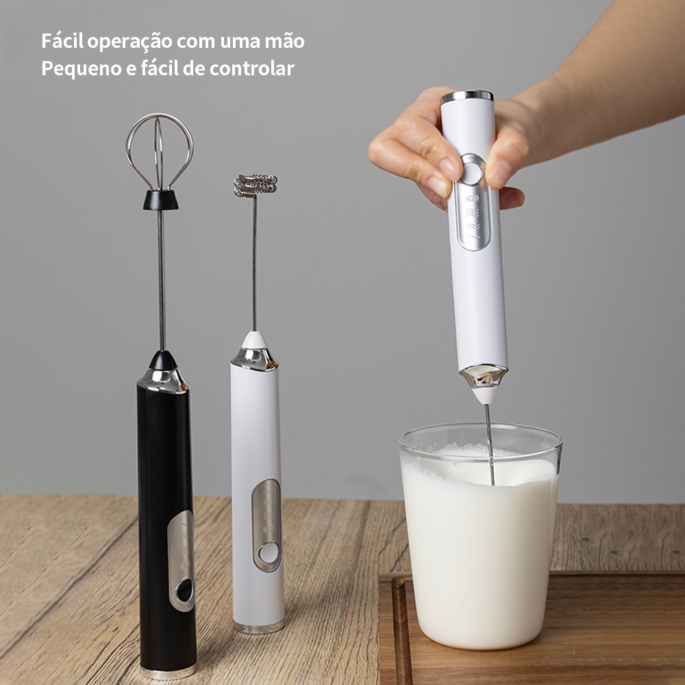 Batedor Misturador Mixer Elétrico para Bebidas Leite Café Clara de Ovo 2 em 1