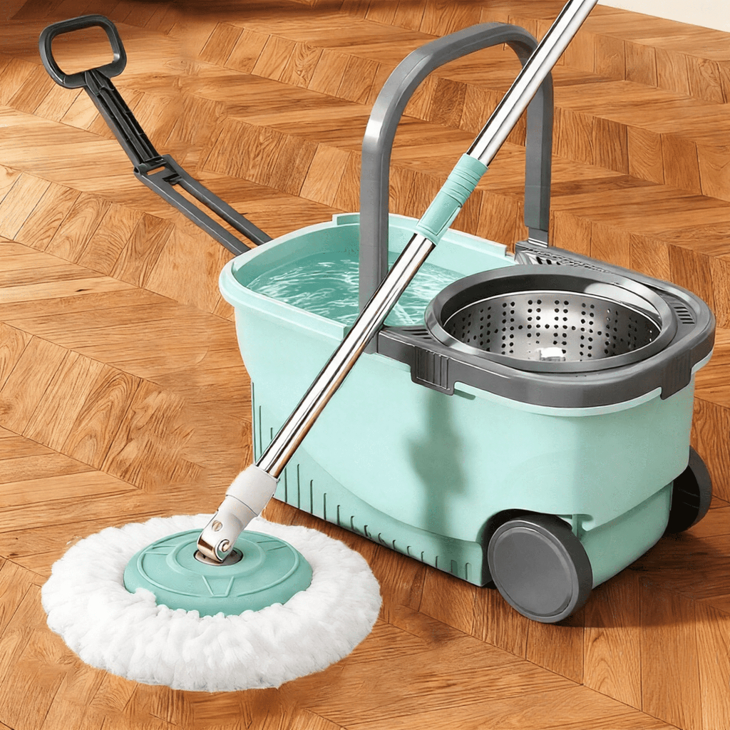 Mop Giratório Cesto Inox Com Rodas 14L  Esfregão Esfreguette Cuidado da Casa