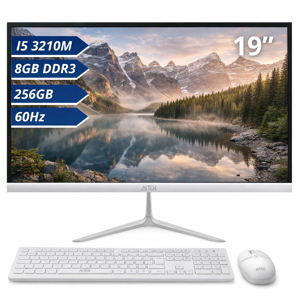 Computador All In One 19” VA i5 8GB DDR3 256GB SSD Wi-Fi VESA Teclado Mouse Wireless Alta Precisão