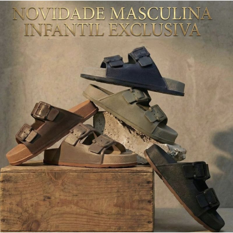 Sandália Infantil Masculina e Confortável 2 Tiras – Antiderrapante, Leve, Variadas Cores