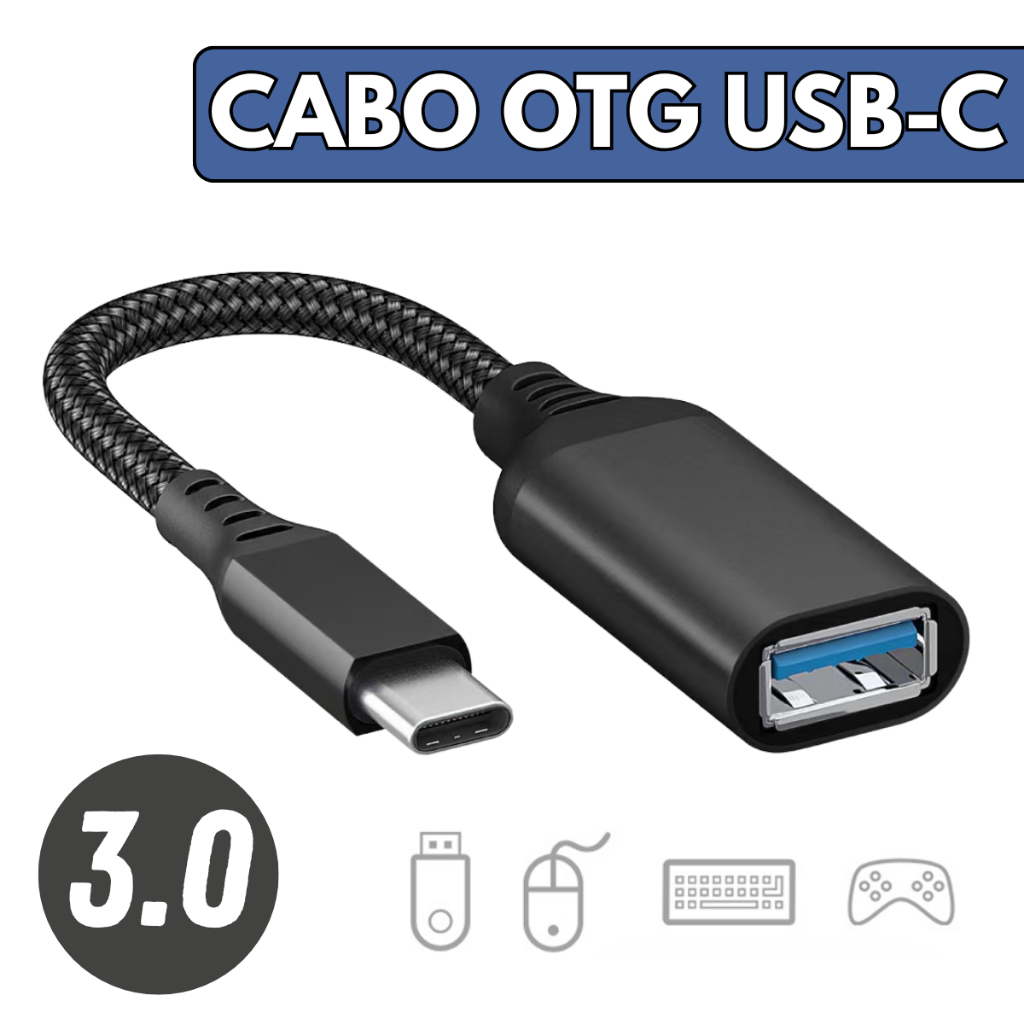 Cabo Adaptador OTG USB Para Tipo C Mouse Teclado Pendrive 3.0 - Escolha Seu Kit