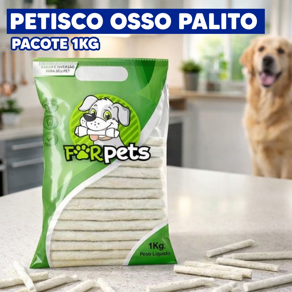 Osso Palito Natural Petisco For Pets 1kg para Cães
