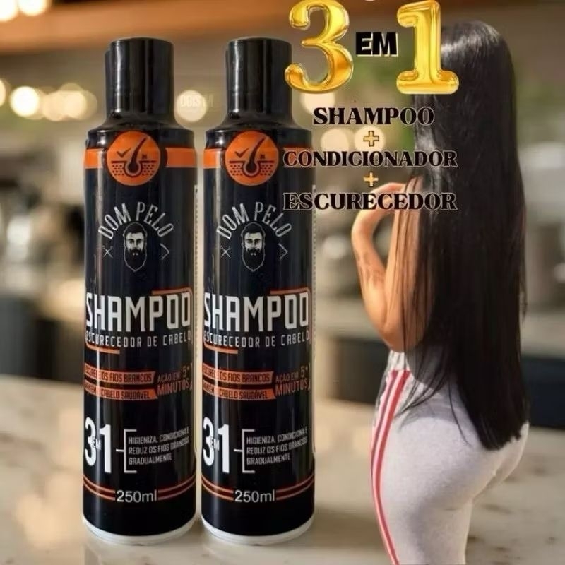 Shampoo Escurecedores Dom Pelo 250ml Reduz Fios Brancos -Dom Pelo Original